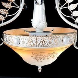 White Pendant Two Lights Pattern Glass Shade Hand Gilt European Retro Classic