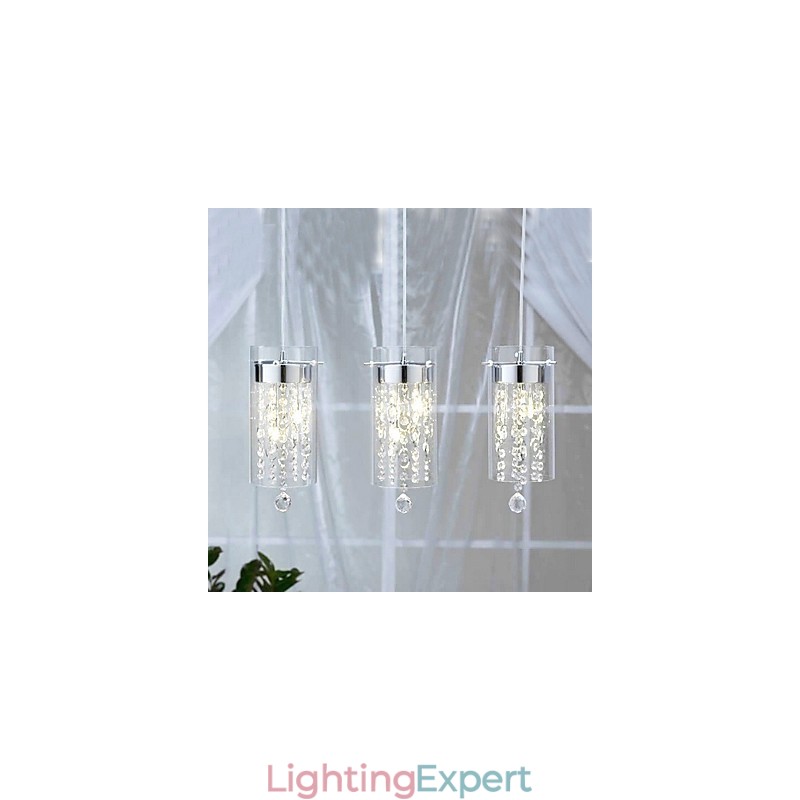 Artistic Crystal Pendant Light with Glass Shades G4 Bulb Base