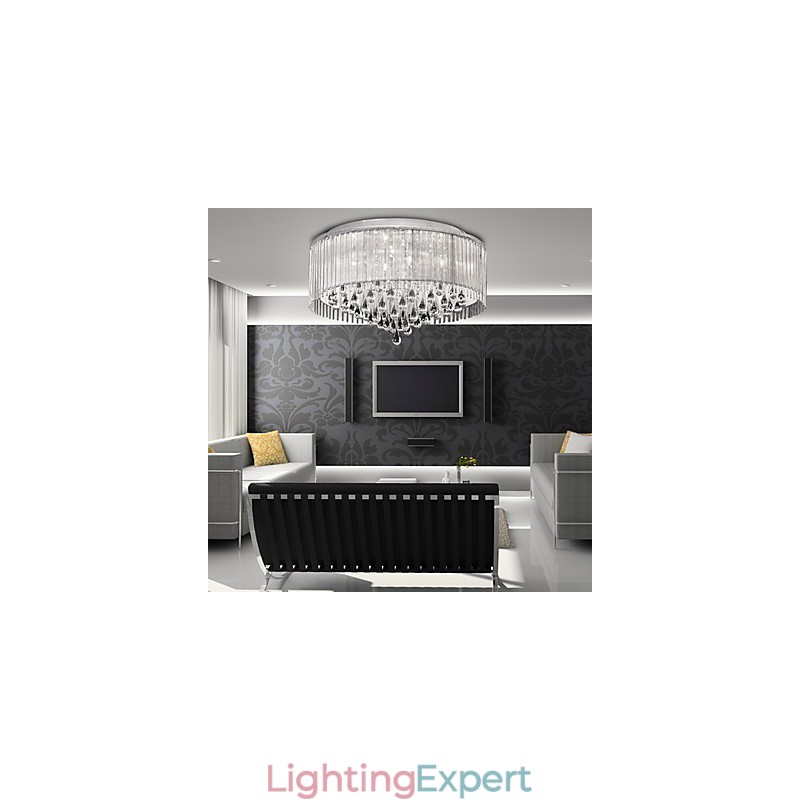 Elegant Crytal Pendant Light with 8 Lights in Cylinder Shade
