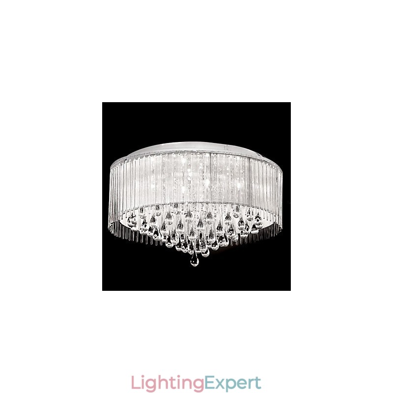 Elegant Crytal Pendant Light with 8 Lights in Cylinder Shade