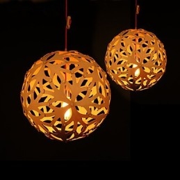 Chandelier Mini Style Lantern Wood Bamboo