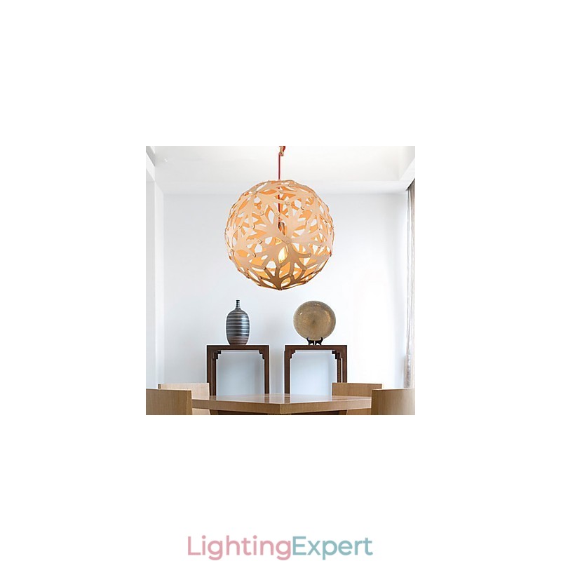 Chandelier Mini Style Lantern Wood Bamboo