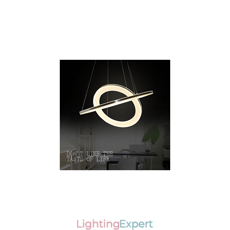Acrylic Pendant Light Round Chandelier Lighting with 2 Rings Lamps Fixtures