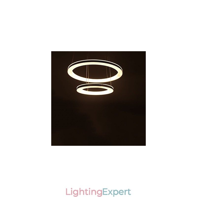 Acrylic Pendant Light Round Chandelier Lighting with 2 Rings Lamps Fixtures