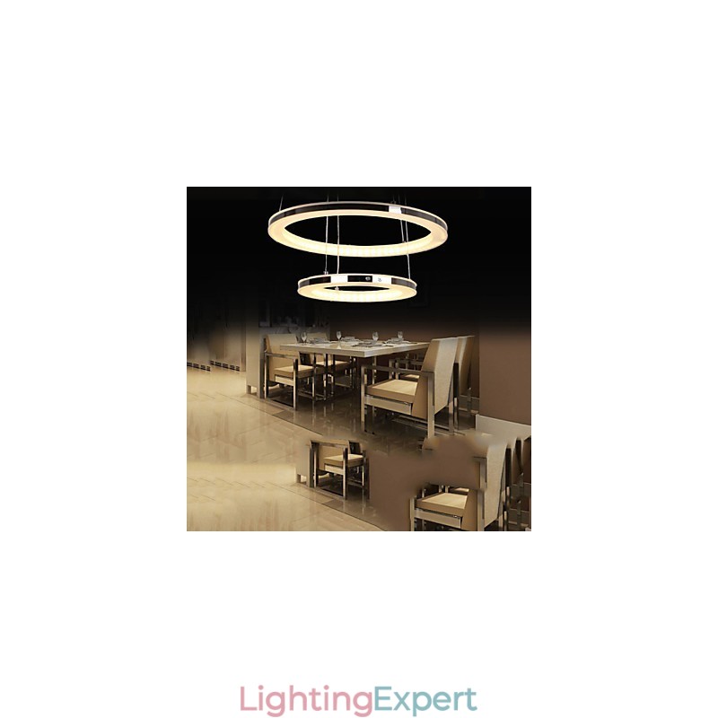 Acrylic Pendant Light Round Chandelier Lighting with 2 Rings Lamps Fixtures