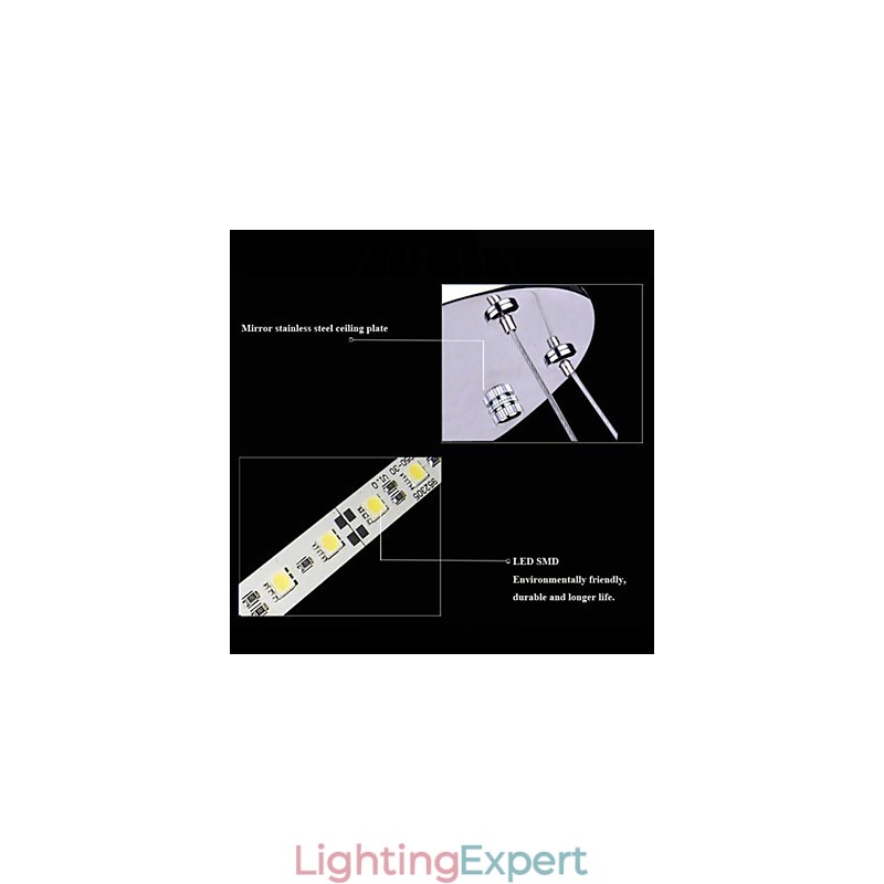 Acrylic Pendant Light Round Chandelier Lighting with 2 Rings Lamps Fixtures