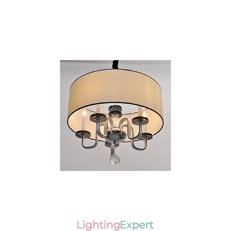 Modern Contemporary Crystal Chrome Metal Pendant Light