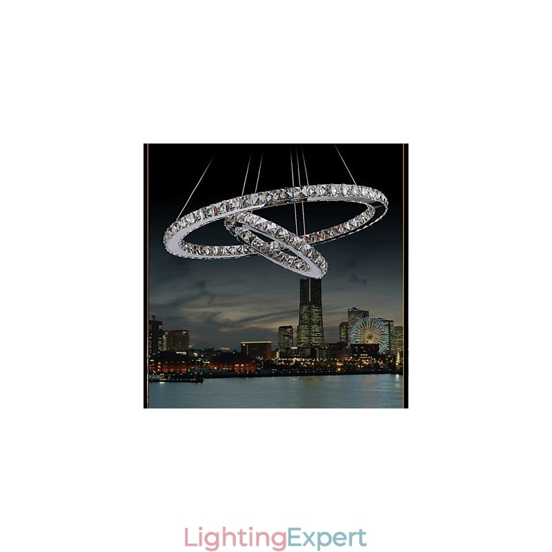 Hotel Pendant Light Crystal Chandelier Lighting Ceiling Lamps Fixtures with Warm and Cool White
