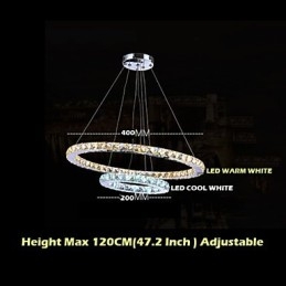 Hotel Pendant Light Crystal Chandelier Lighting Ceiling Lamps Fixtures with Warm and Cool White