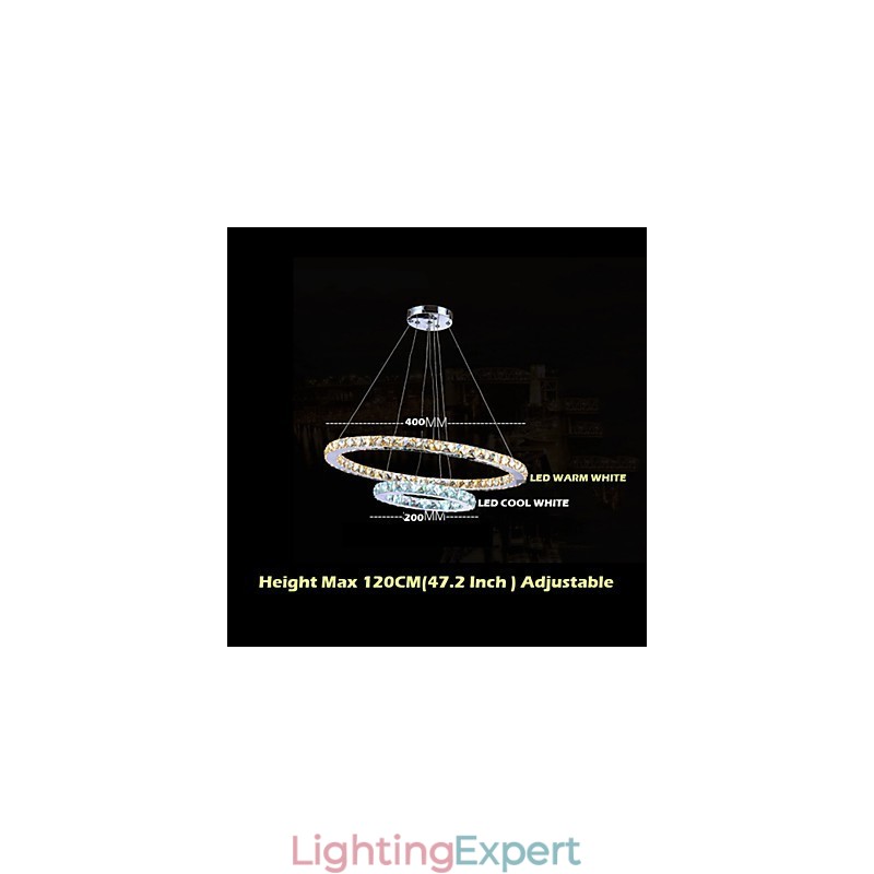 Hotel Pendant Light Crystal Chandelier Lighting Ceiling Lamps Fixtures with Warm and Cool White