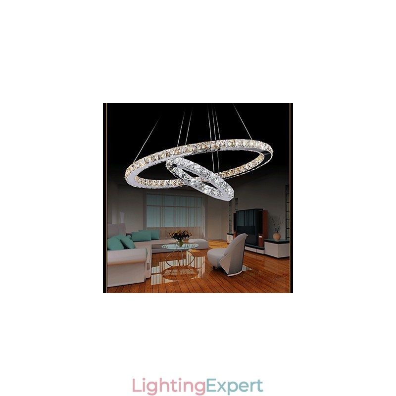 Hotel Pendant Light Crystal Chandelier Lighting Ceiling Lamps Fixtures with Warm and Cool White