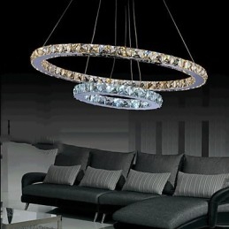 Hotel Pendant Light Crystal Chandelier Lighting Ceiling Lamps Fixtures with Warm and Cool White