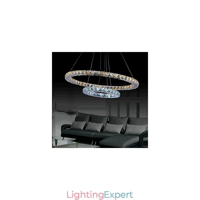 Hotel Pendant Light Crystal Chandelier Lighting Ceiling Lamps Fixtures with Warm and Cool White