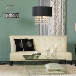Modern Pendant Light with 7 Lights and Black Fabric Drum Shade (Base)