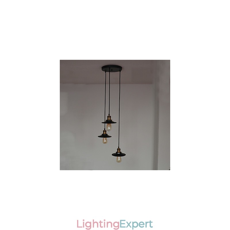 Vintage 3 Light Pendant In Iron Shade