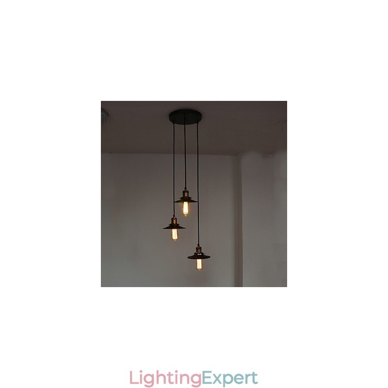 Vintage 3 Light Pendant In Iron Shade