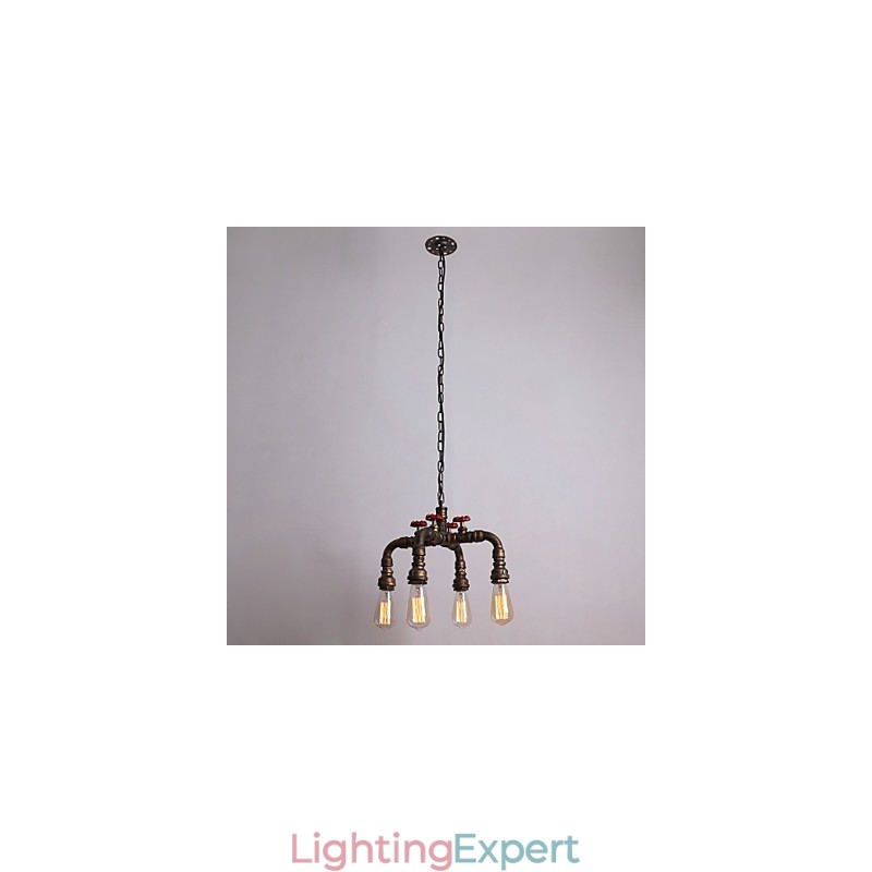 Water Pipe Retro 4Light Painting Pendant