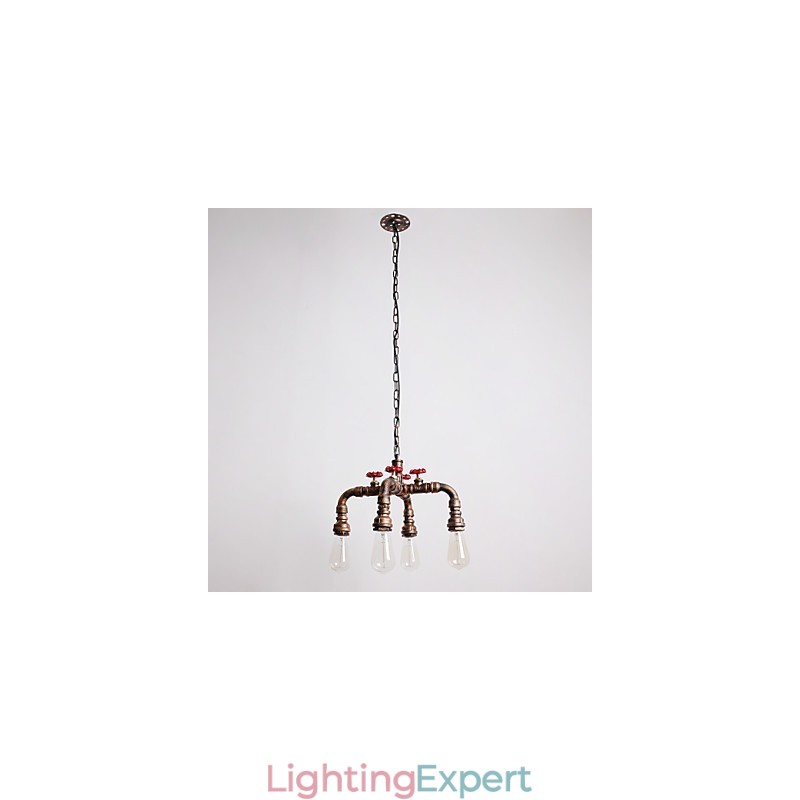 Water Pipe Retro 4Light Painting Pendant