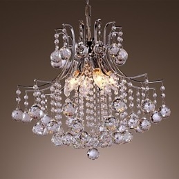 Modern Contemporary Crystal Mini Style Electroplated Metal Pendant Light