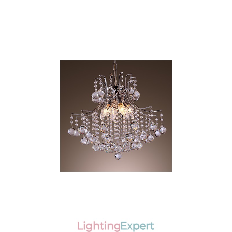 Modern Contemporary Crystal Mini Style Electroplated Metal Pendant Light