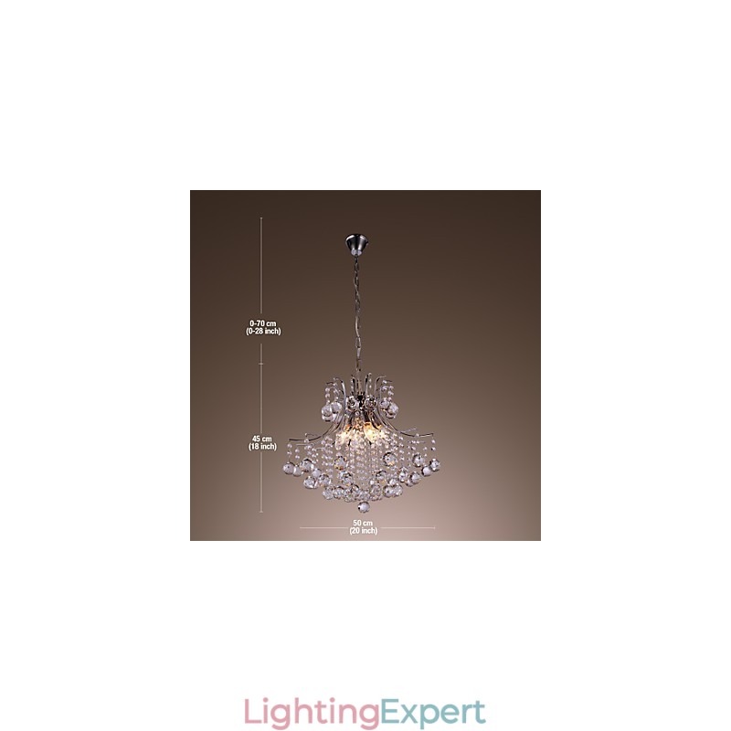 Modern Contemporary Crystal Mini Style Electroplated Metal Pendant Light