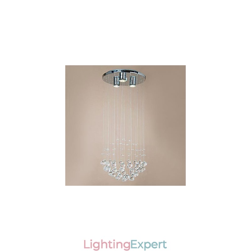 Modern 3 Light Flush Mount with Crystal Beads