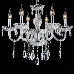 6 Light The style of palace Glass Chandelier With Candle Bulb