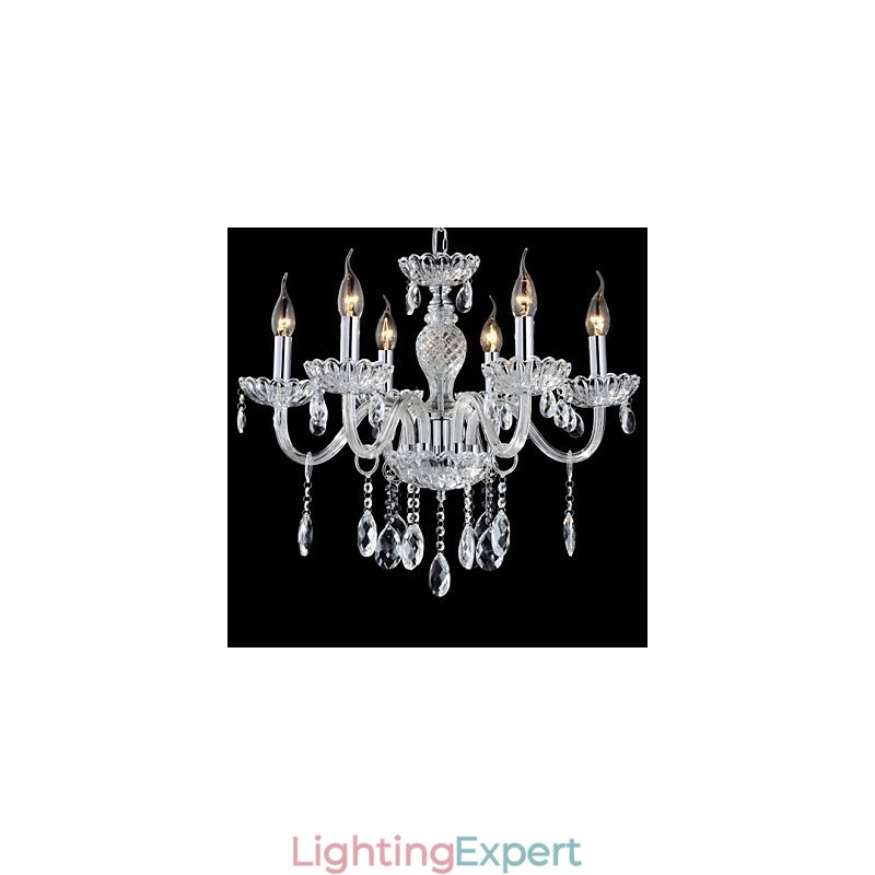 6 Light The style of palace Glass Chandelier With Candle Bulb