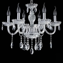 6 Light The style of palace Glass Chandelier With Candle Bulb