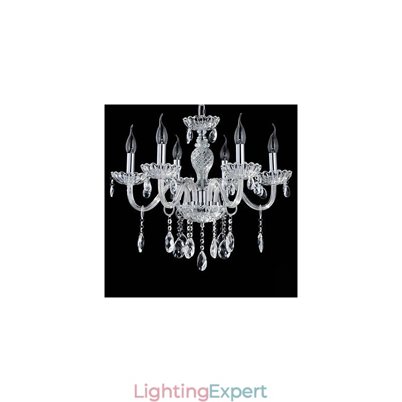 6 Light The style of palace Glass Chandelier With Candle Bulb