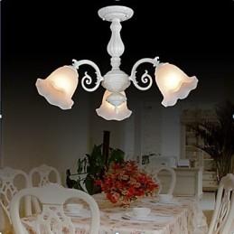 Flush Mount Three Lights White European Retro Classic