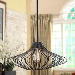 Modern Pendant Light with Black Metal Structure Shade