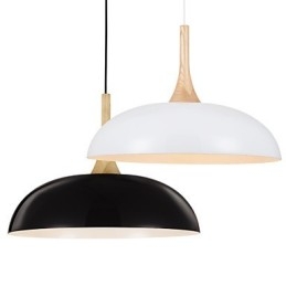 Mini Artistic Pendant Lamp 1 Light Modern Simplicity Black White Finish Aluminum & Wooden Droplight