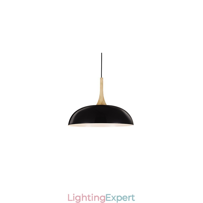 Mini Artistic Pendant Lamp 1 Light Modern Simplicity Black White Finish Aluminum & Wooden Droplight
