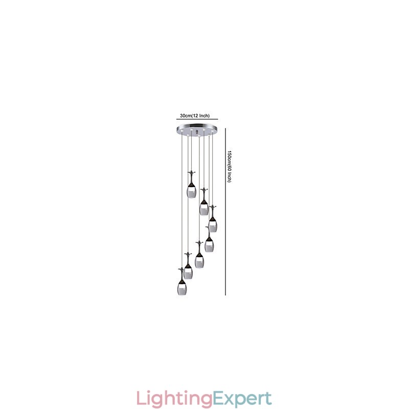 Modern Pendant Light 7 Lights Integrated Bulbs Included Stair Light