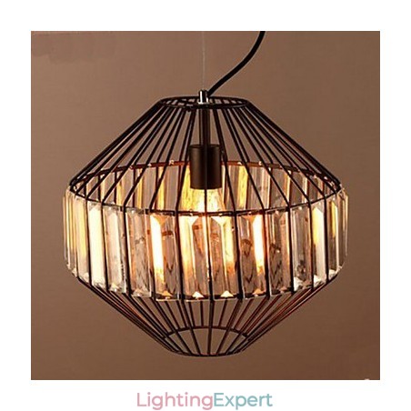 Vintage Wrought Iron Birdcage Crystal Chandelier Chandelier