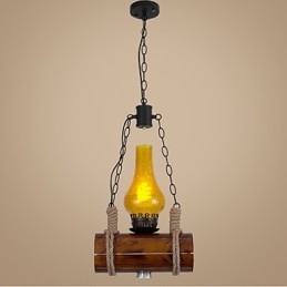 Bar Of The Retro Solid Wood Single Head Pendant