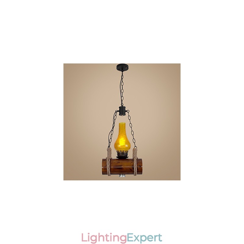 Bar Of The Retro Solid Wood Single Head Pendant