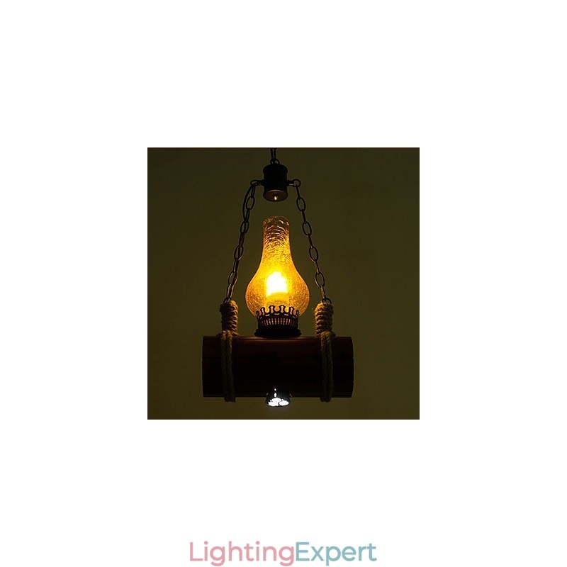 Bar Of The Retro Solid Wood Single Head Pendant