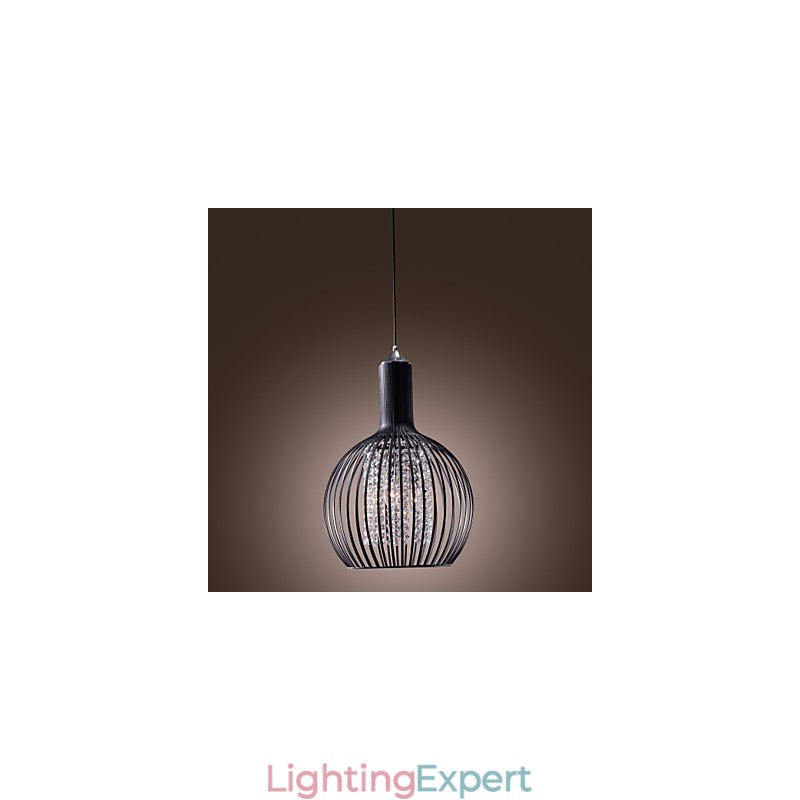 Modern Contemporary Lantern Crystal Mini Style Electroplated Pendant Light