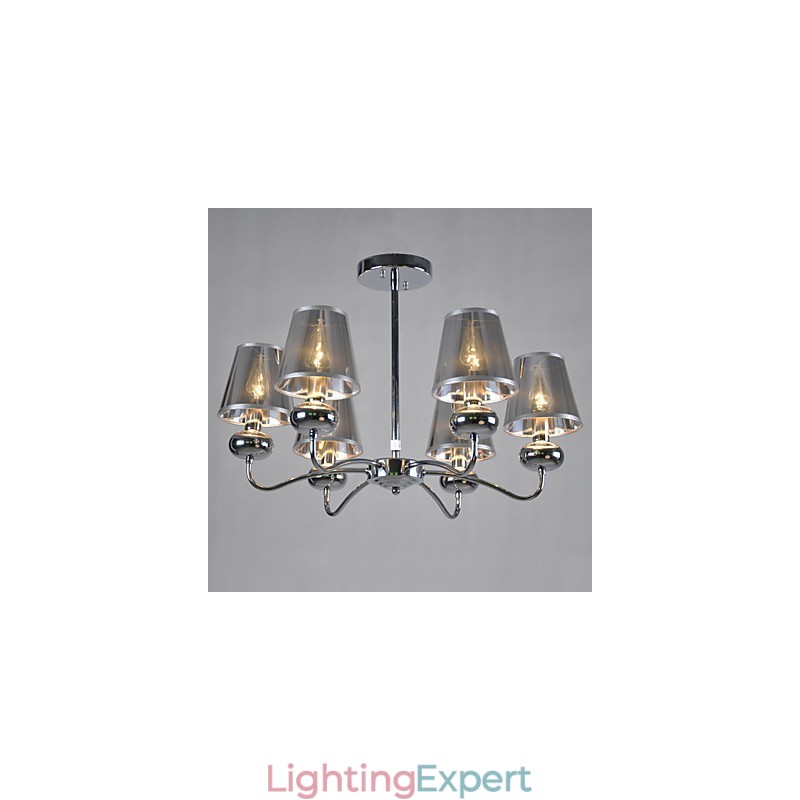 Vintage Chandelier 6 Light Classic Fabric Metal Painting