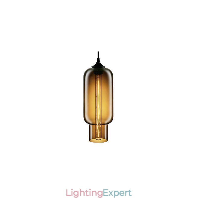 70W Modern Glass Pendant Light in Brown Bubble Design