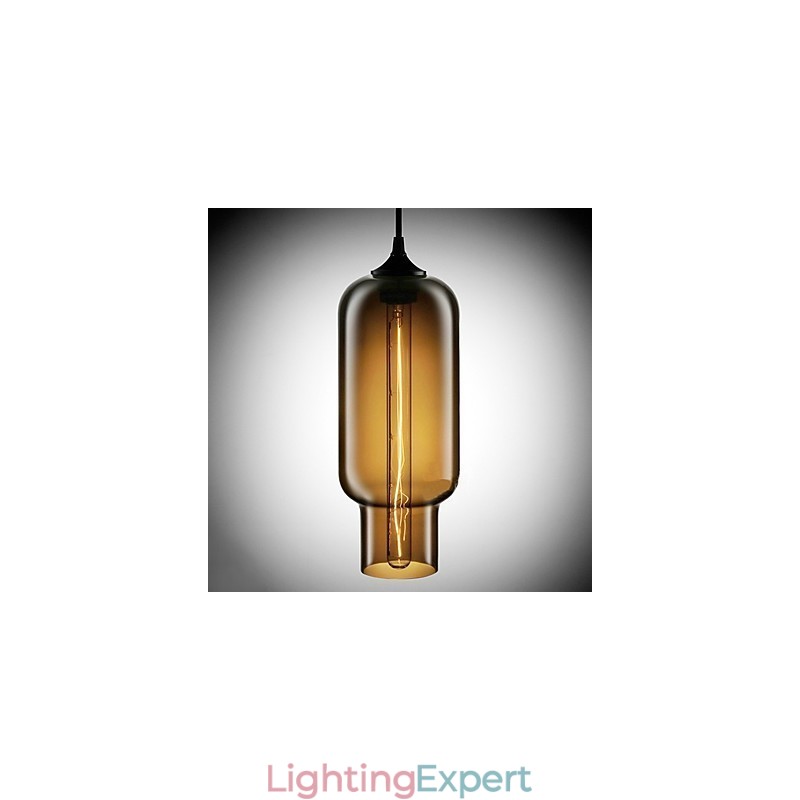 70W Modern Glass Pendant Light in Brown Bubble Design