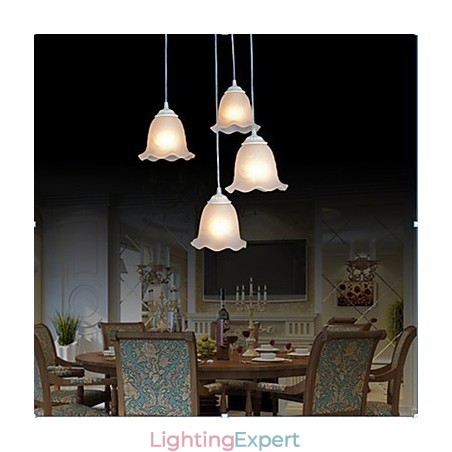 Pendant Four Lights White European Retro Classic