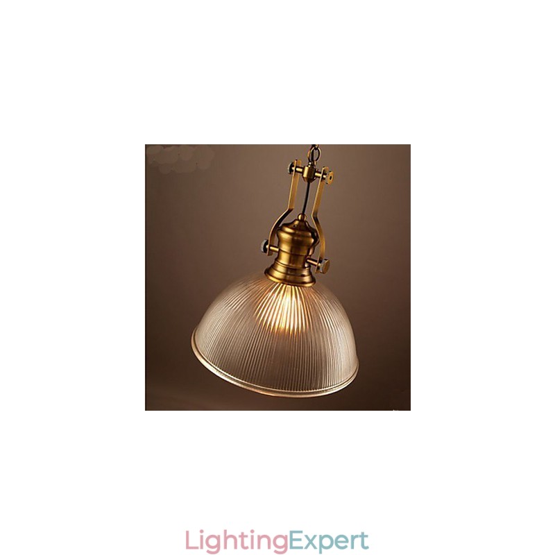 American Retro European Single Head Clear Glass Chandelier