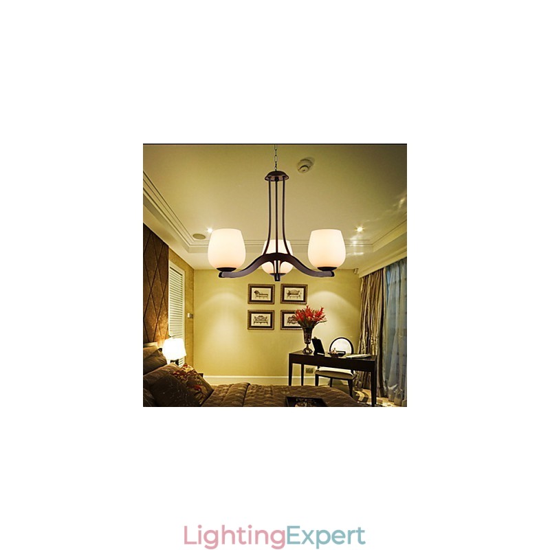 Traditional Classic Retro Mini Style Painting Metal Chandelier