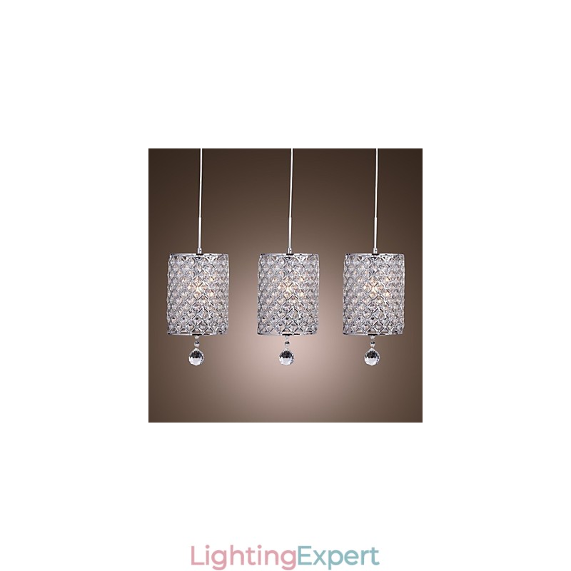 Modern Contemporary Crystal Chrome Metal Pendant Light