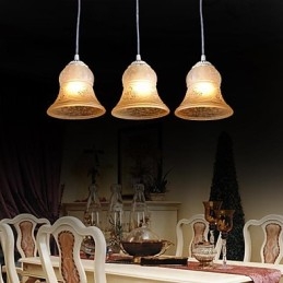 White Pendant Three Lights Pattern Glass Shade Hand Gilt European Retro Classic