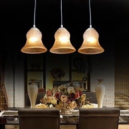 White Pendant Three Lights Pattern Glass Shade Hand Gilt European Retro Classic