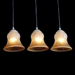 White Pendant Three Lights Pattern Glass Shade Hand Gilt European Retro Classic